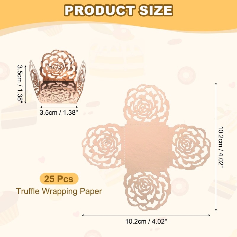 25PCS 4 Inch Truffle Wrappers for Wedding Birthday, Rose Gold gallery