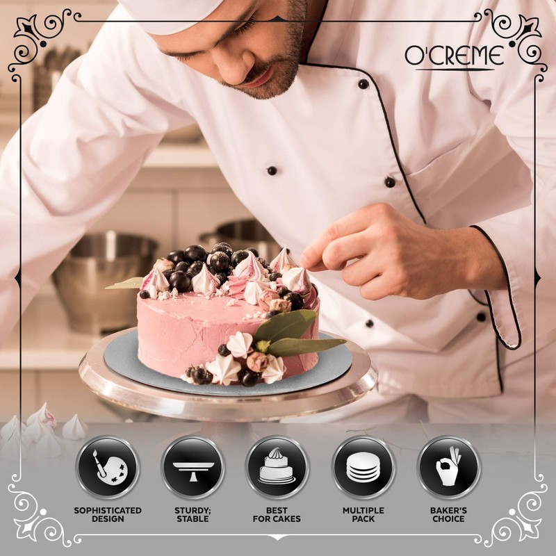 O'CREME Silver Wraparound Cake Pastry Round Drum Board 1/4 Inch Thick, 12 Inc... gallery