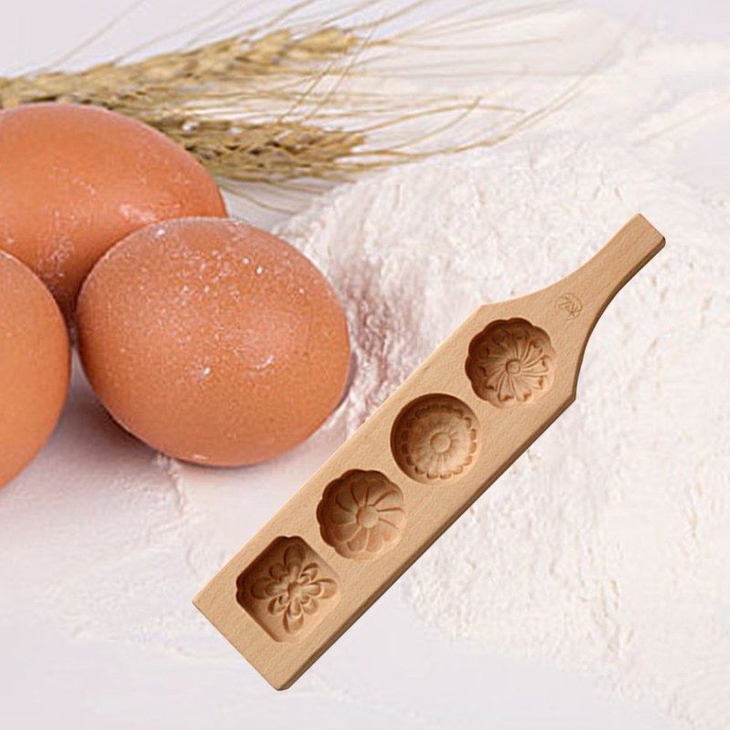 4 Flowers Cookie Molds for Baking Cookies Cake Wood Biscuit Moulds gallery