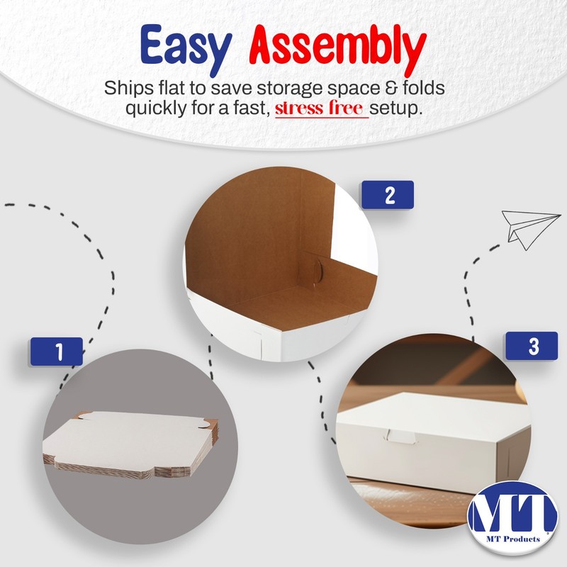 MT Products White Cookie Boxes - 9" x 9" x 3" Bakery Boxes No-Window Pack of 250 gallery