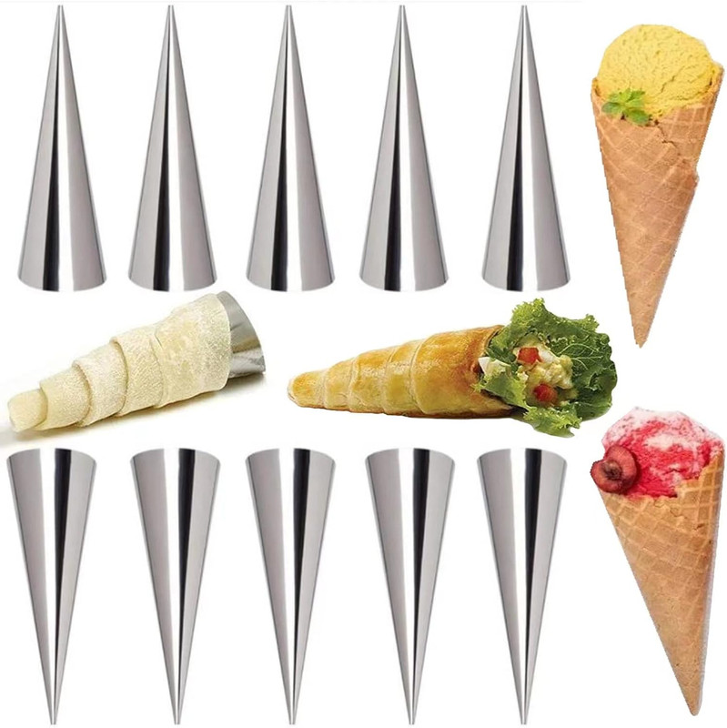 AMBESTAR 10 Pack Large Cream Horn Forms 5-Inch, Non-Stick Cream Horns Pastry Mou