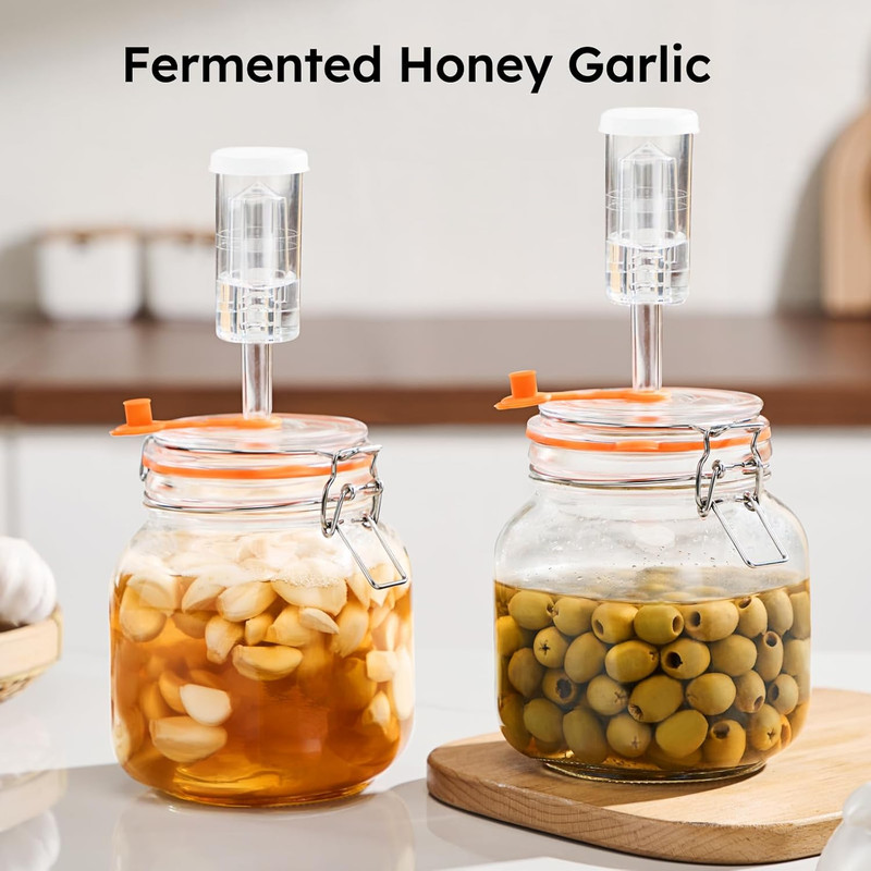 1 Liter Fermentation Jar, Square Glass Fermenting Kit for Making Sauerkraut, Hot gallery