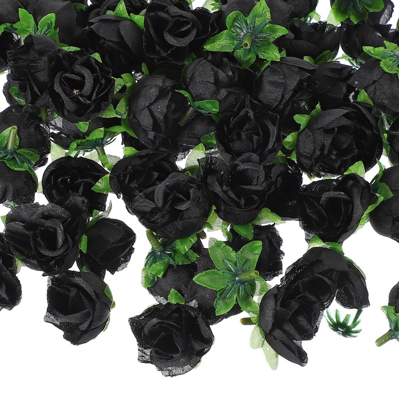 100 Pcs Mini 1.18 Inch Artificial Roses for Black Silk Bouquet