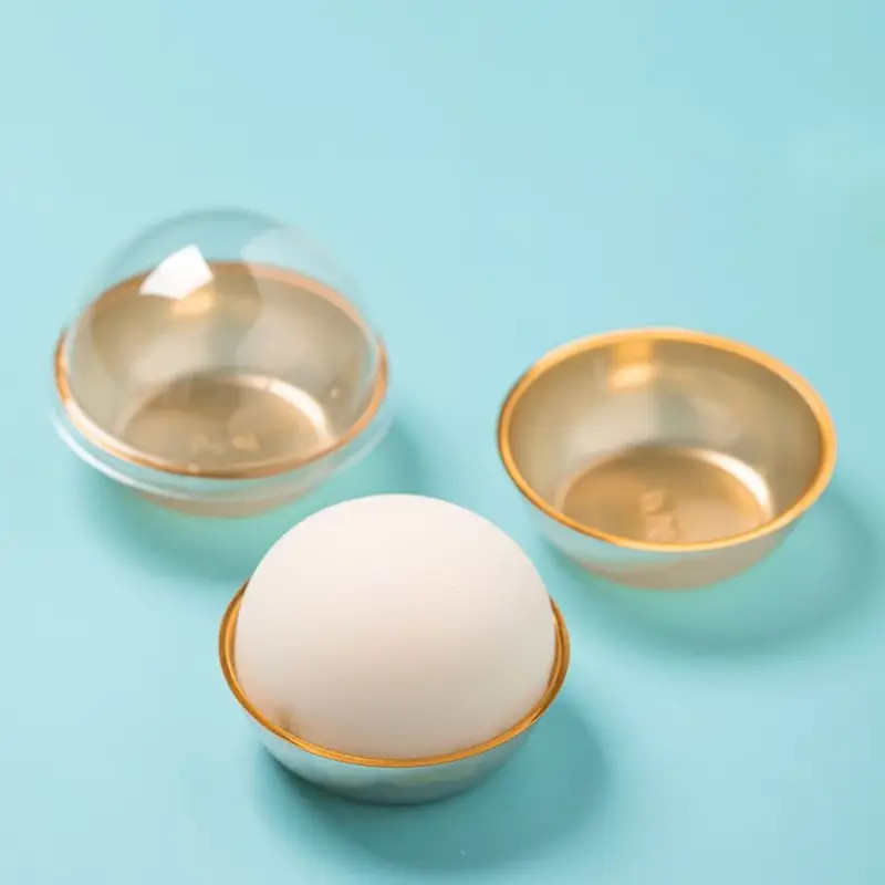 10PCS Round Pastry, Cupcake Spherical Box, Transparent Packaging(Gold)