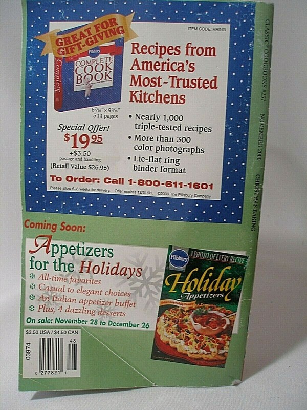 Pillsbury Cookbook Christmas Baking Nov 2000 Desserts Photos of Recipes Used gallery