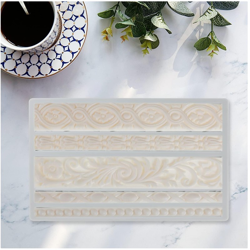 Baroque Scroll Relief Cake Border Silicone Mold
