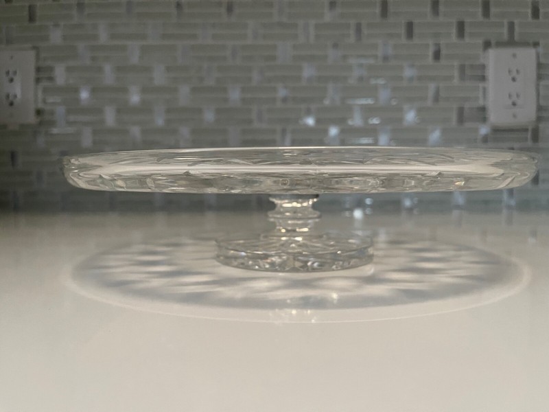 CAKE STAND, SERVE WARE, WATERFORD CRYSTAL, CANNABIS FOOTED PLATE, 10″ 