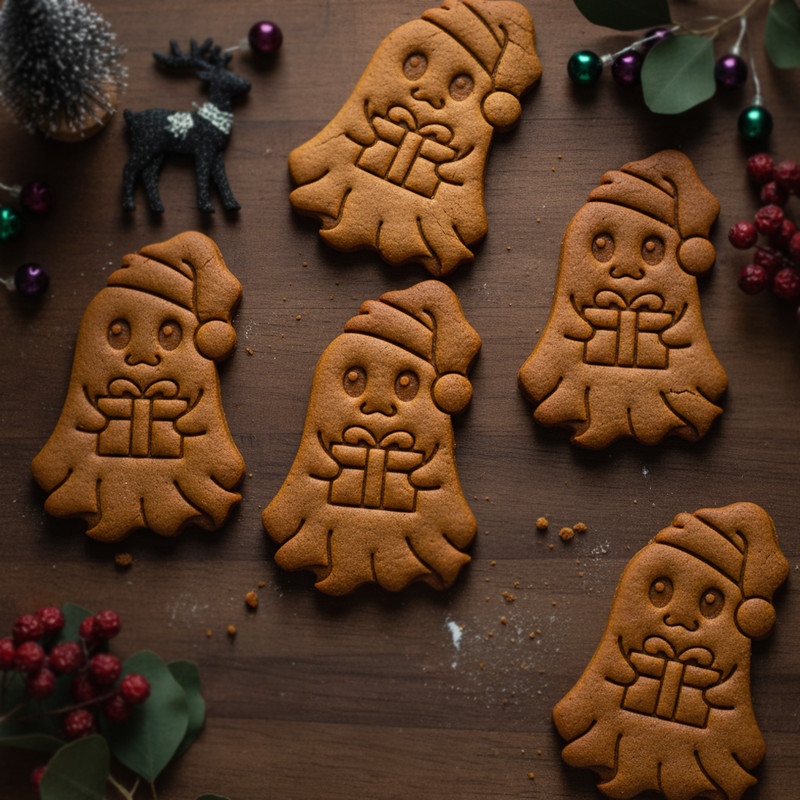 Christmas Ghost & Santa Skull Cookie Cutters Set - Spooky Festive Spirit Holiday gallery