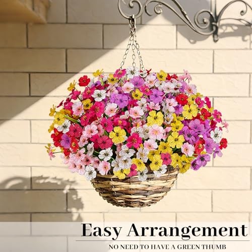 Artificial Flowers for Outdoors, 24 Bundles UV Resistant 24pcs Mix 6 Colors gallery