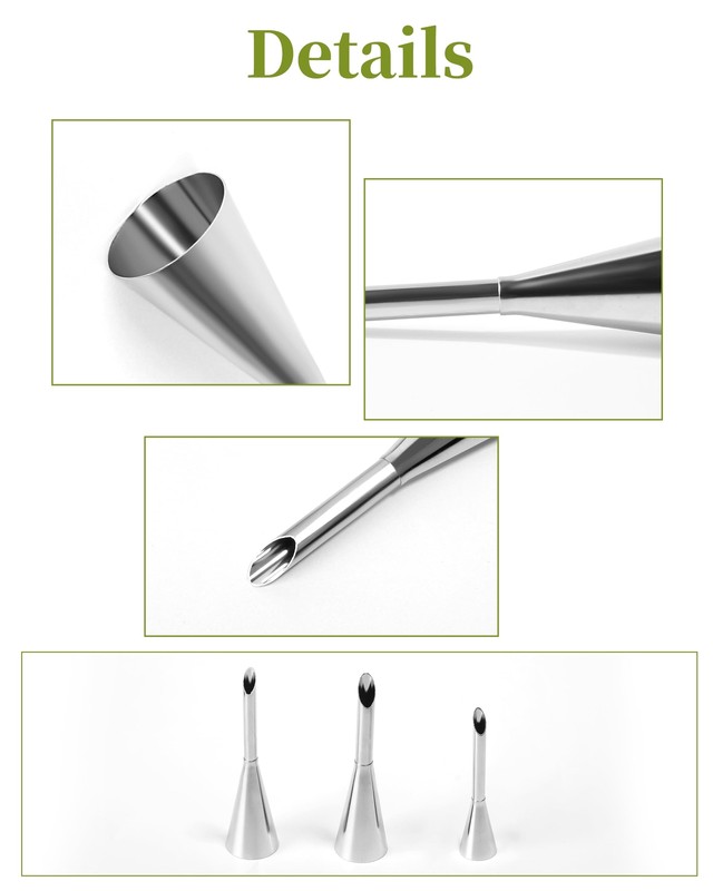 3Pcs Cream Icing Piping Nozzle TipsStainless Steel Long Cream Puff Nozzle Dec... gallery