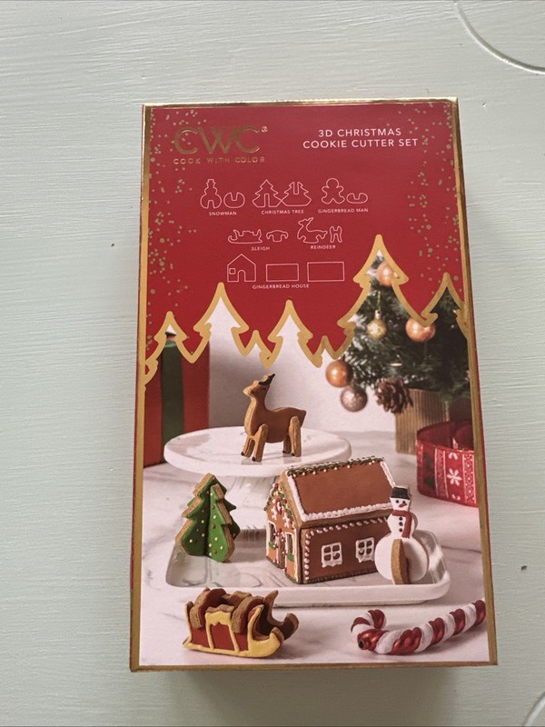 Cook With Color 3D Christmas Cookie Cutter Set New Unopened