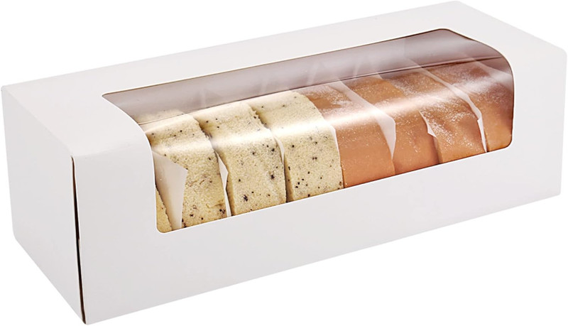 24-Pack 12″ X 4″ X 3.5″ Roll Cake Boxes, Loaf Pumpkin Roll Boxes, White Bakery B