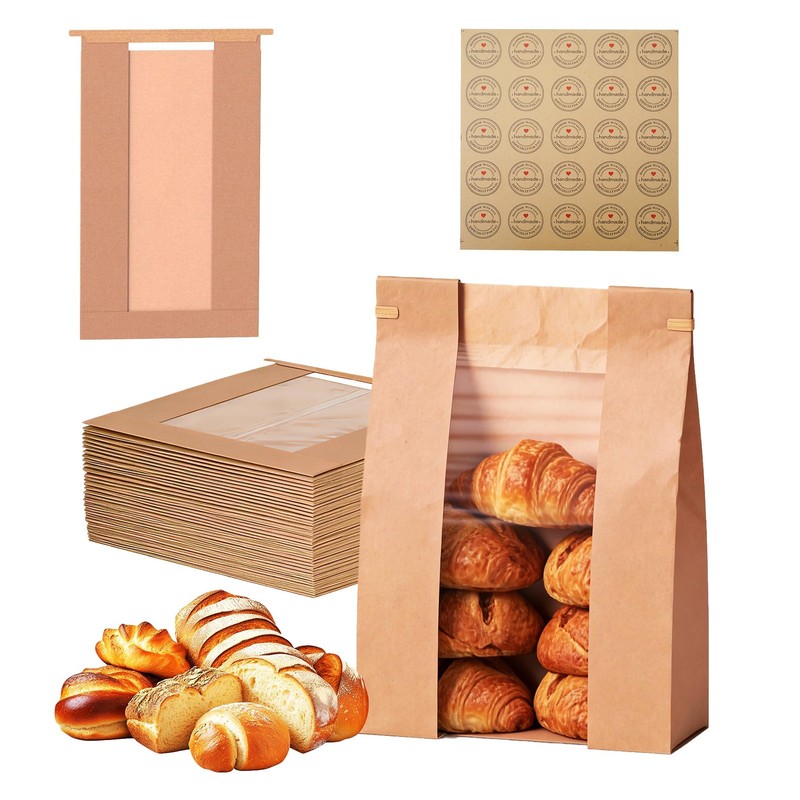 100Pcs Sourdough Bread Bags with Window 13.7×8.2×3.7in Bread Bags for Homemad…