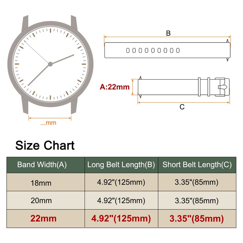 Silicone Watch Strap 22mm Quick Release Clasp Black Dark Green gallery