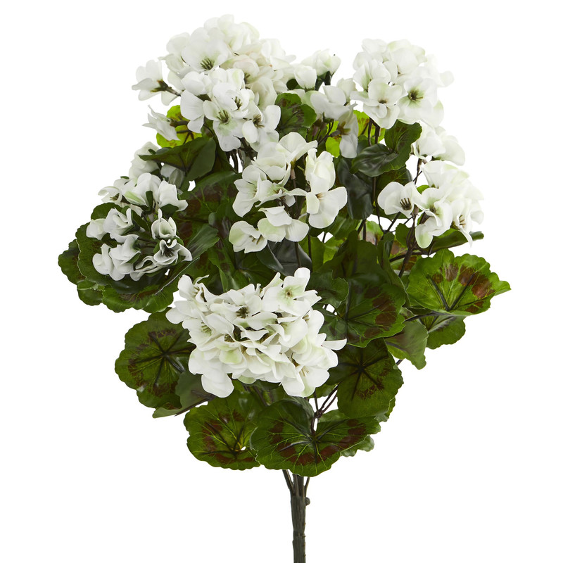 Nearly Natural Geranium Artificial Bush Uv Resistant Set Of 3 Indoor/Outdoor