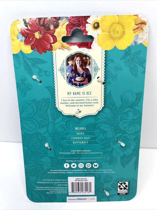 Pioneer Woman 3 Piece Cookie Cutter Set Cowboy Boot and Hat, Butterfly Farmhouse gallery