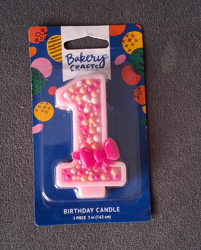 Bakery Crafts Number 1 Birthday Candle, Pink Polka Dot Wax, 3 in, 1 Pack