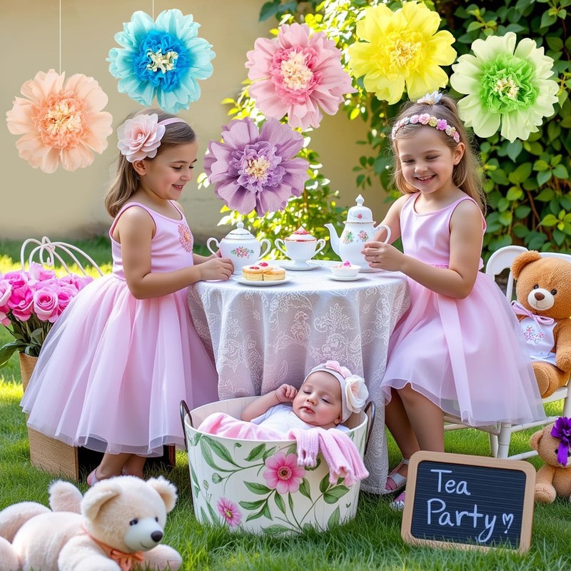 Sunbeauty Pastel Paper Flowers 6Pcs Large Tissue Paper Flowers Decoration For gallery