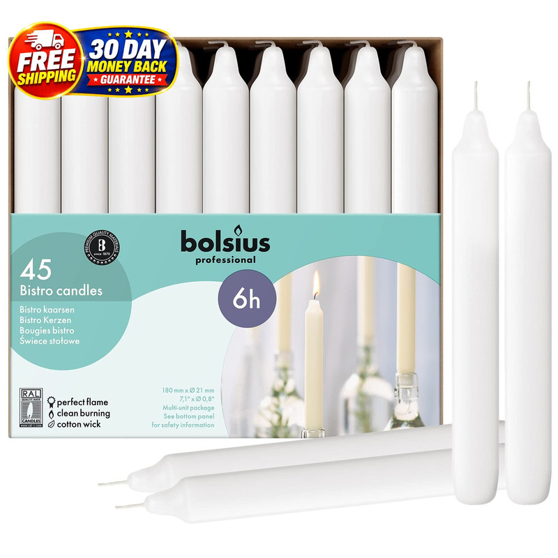 White Household Candles 7 Inch Dinner 1 inch x 7 inches,