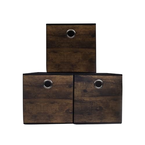 Decorative Cube Storage Bin with Wood Grain,Thickened Big-12.6x12.6x12.6inch gallery