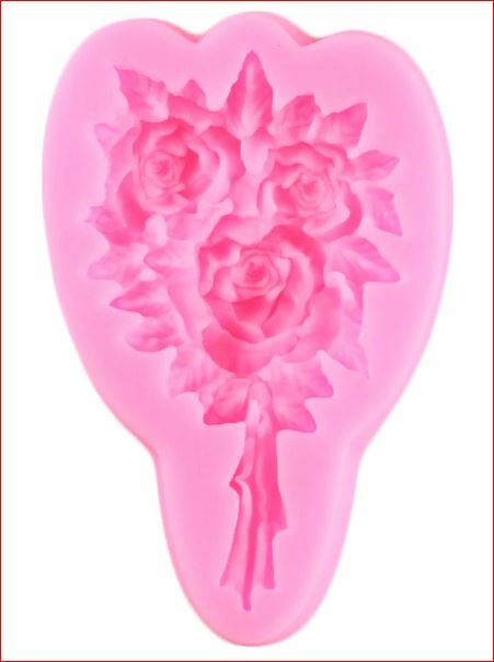 Rose Bouquet Silicone Mold Candy Fondant Chocolate Resin 3"H x 1.5"W Flowers gallery
