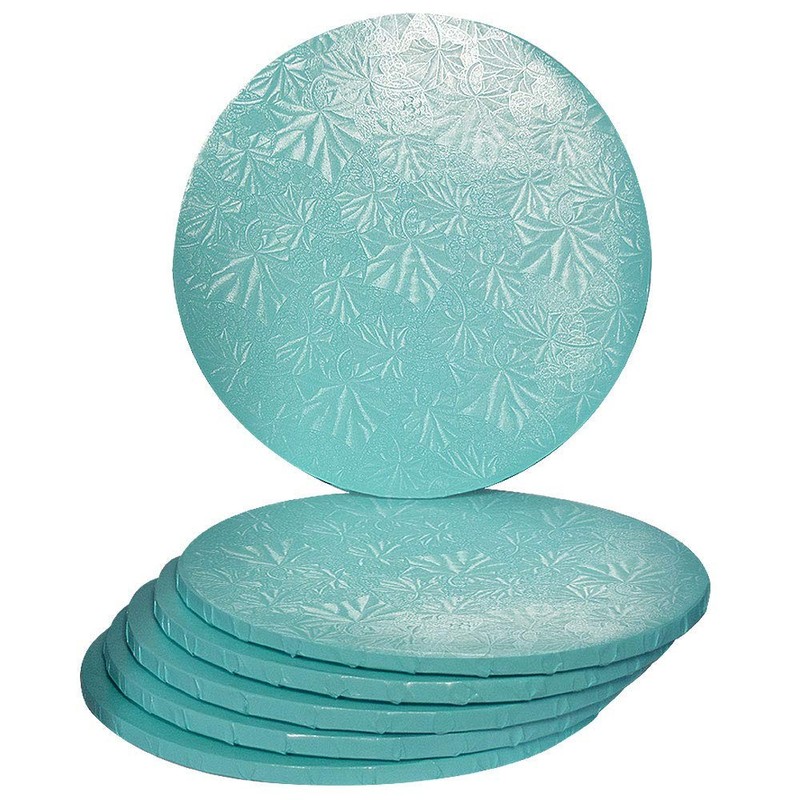 8 inch Blue Round Sturdy Cake Board Drums for Displaying Cakes, 1/2 inch Thic…