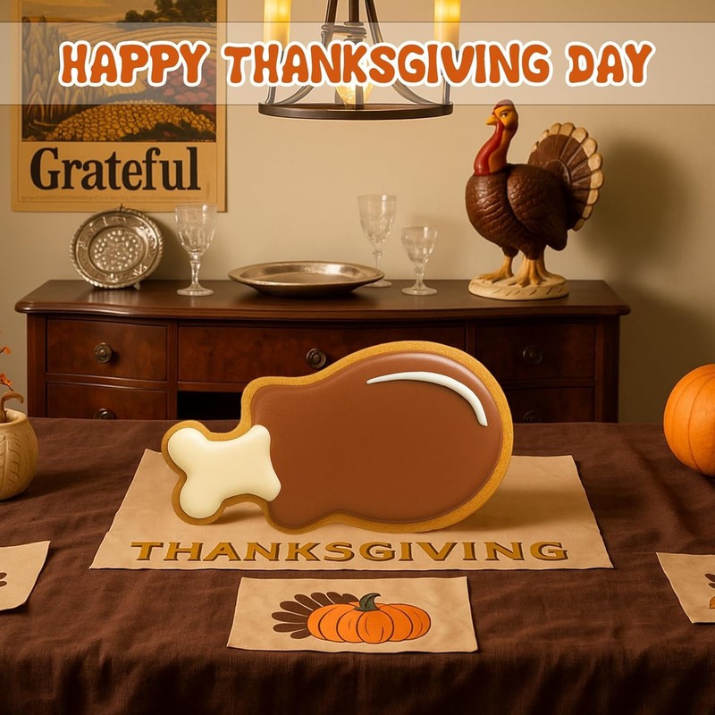 2 Pcs Thanksgiving Turkey Leg Cookie Cutter, 7.48 x 5.51'', Used to Cut Sandwich gallery
