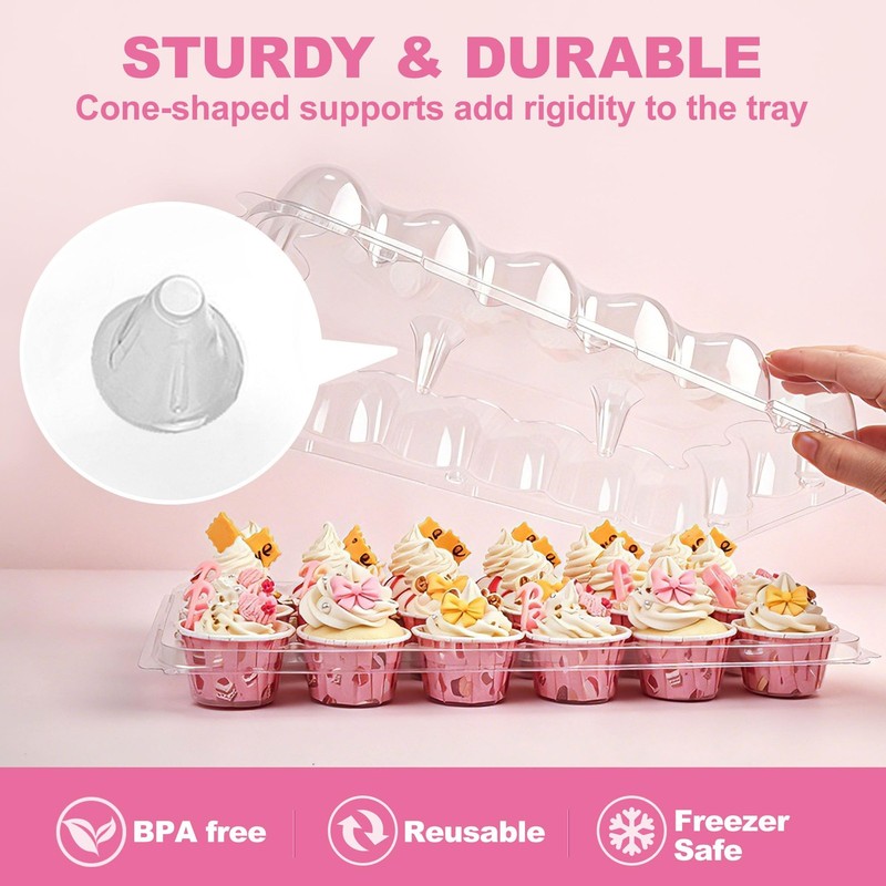 LotFancy (24 Count x 12 Sets) Mini Cupcake Containers with 288 Liners, Plasti... gallery