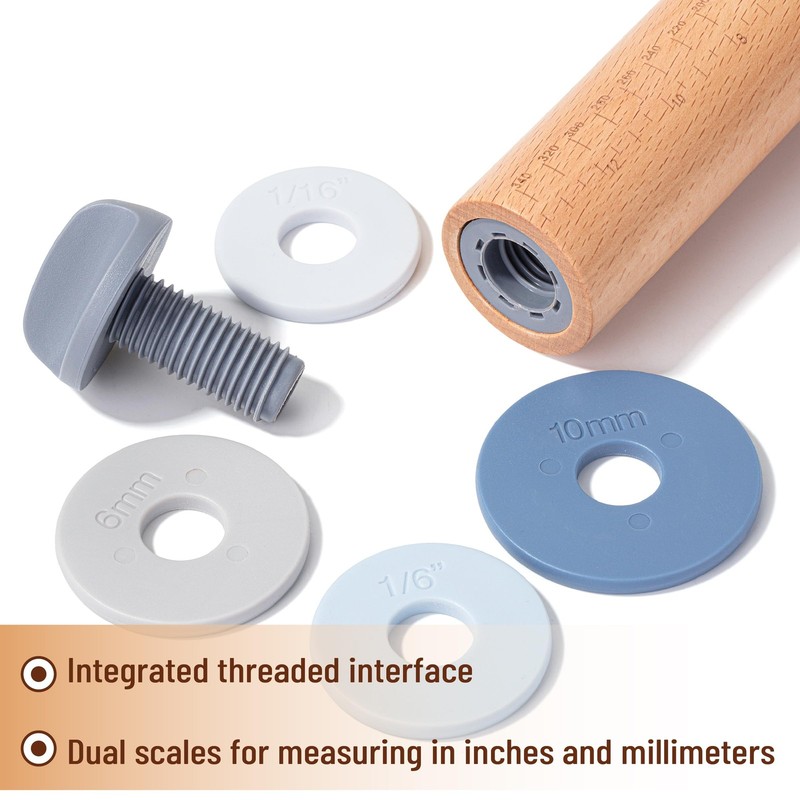 BAMBOO LAND- Adjustable Rolling Pin with Thickness Rings for Medium, Pastel gallery