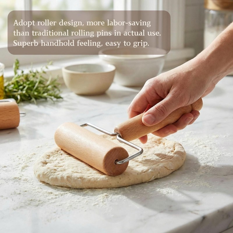 4 Pack Wood Pastry Pizza Roller, Non Stick Wooden Rolling Pin for Home, Profe... gallery