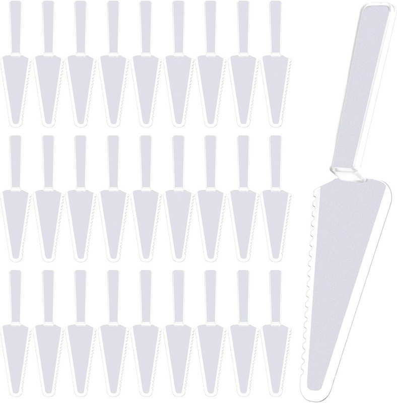50Pcs 9.1Inch Plastic Disposable Cake Cutter Cake Server Cutting Spatula Knives