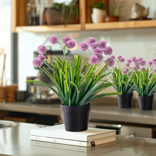 3 Pack Fake Small Plant in Pot Artificial Potted Flowers for Home Decor Type 4 gallery