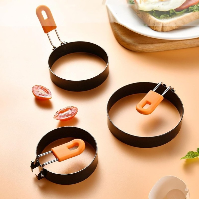 9-Piece Egg Rings Set - 4, 6, 8 Inch Pancake & Omelette Rings with Silicone H... gallery