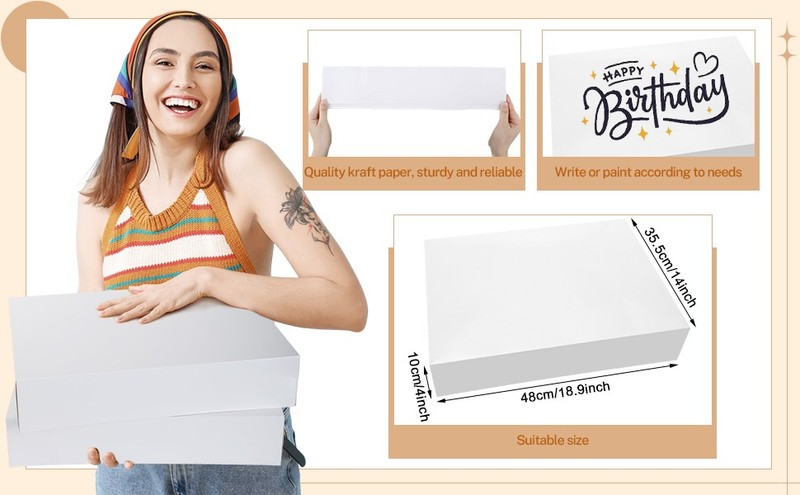 10 Pack 19 x 14 x 4 Inch Cake Box, Cardboard Cake Boxes, Large Rectangle Boxes, gallery