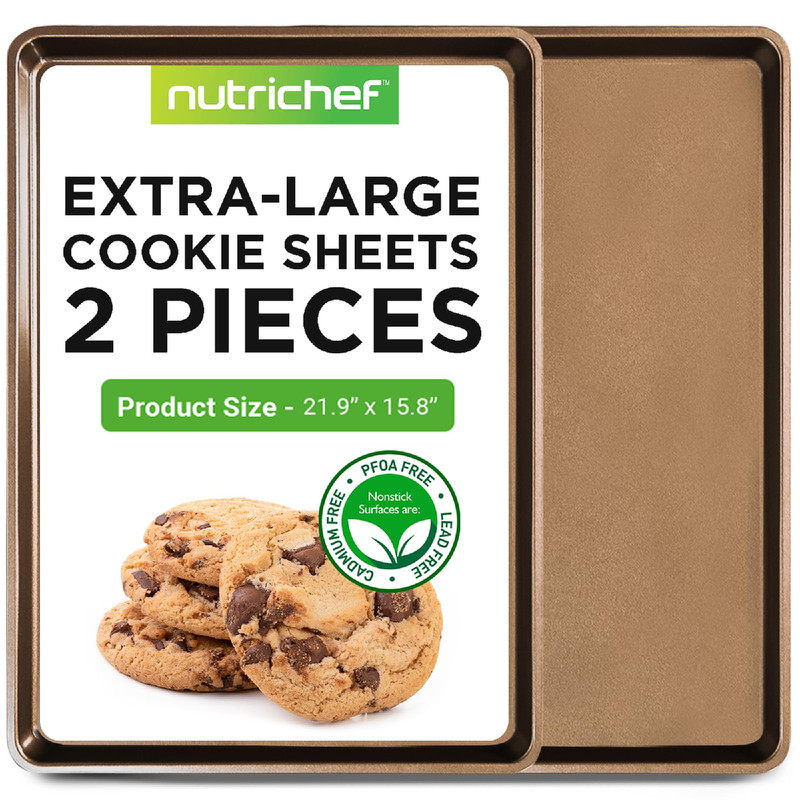 Nutrichef 8-Pack Nonstick Xl Cookie Sheets For Baking – 22 X 16 Extra Large