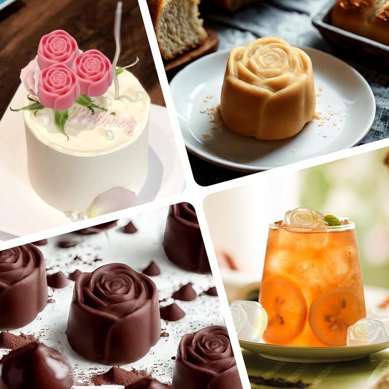 Rose Silicone Mold, 2 Pcs Rose Chocolate Mold 20 Cavity Silicone Roses Molds ... gallery