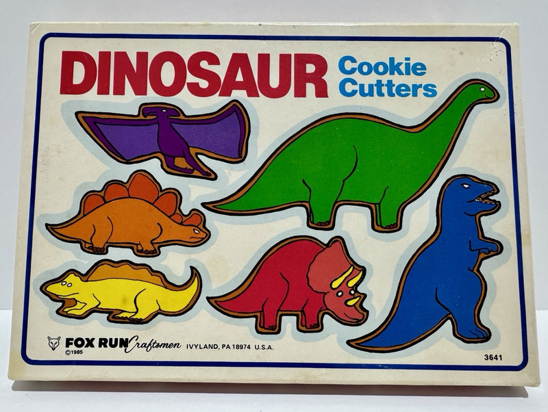 Vintage 1985 Fox Run Craftsmen Dinosaur Cookie Cutters 6-Pack Metal #3641