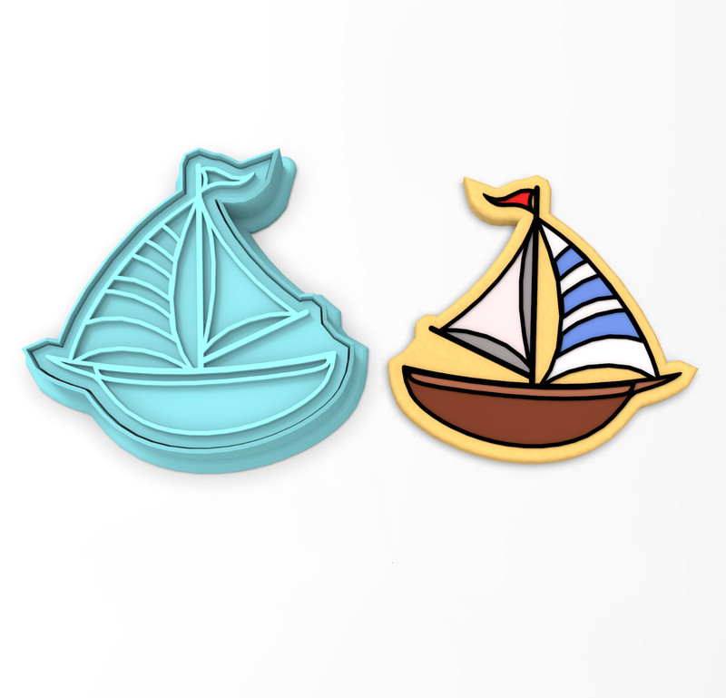 Sailboat Cookie Cutter & Stamp Nautical Ocean Beach Boat Sailing Waves Sail Sea