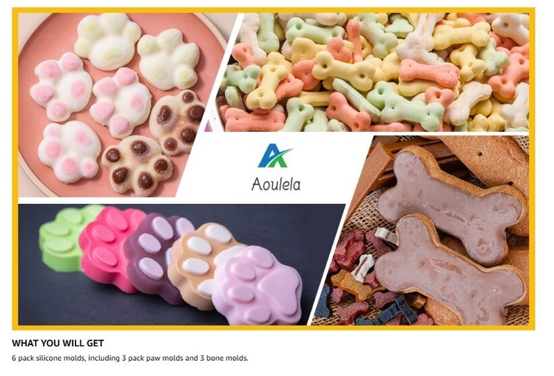6PCS Silicone Molds Puppy Dog Paw and Bone, Elegant Chocolate Molds for Baking gallery