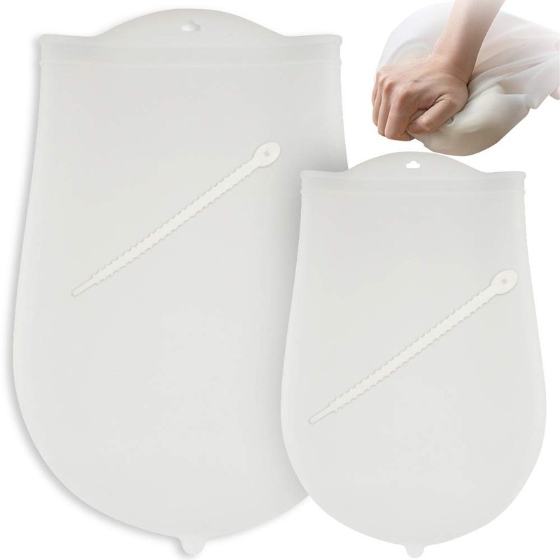2PC Silicone Kneading Dough Bag Food Grade Non Stick Mixer for Bread Pastry