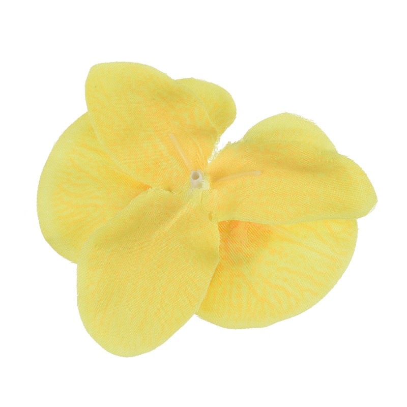 20pcs 3.5" Artificial Orchid Flower Heads Silk Phalaenopsis Butterfly Yellow gallery
