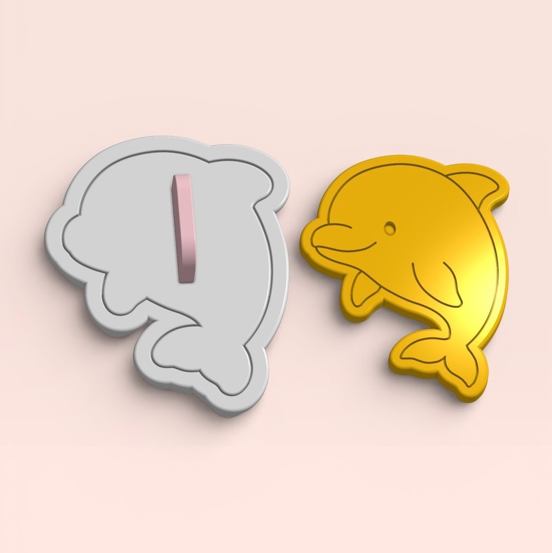 Dolphin Cookie Cutter & Stamp Set | Eco-Friendly 3D Printed Sea Animal Mold gallery