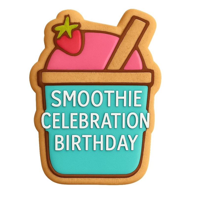 Smoothie Celebration Birthday Cookie Cutter & Stamp, Fondant & Clay - 4x3 gallery