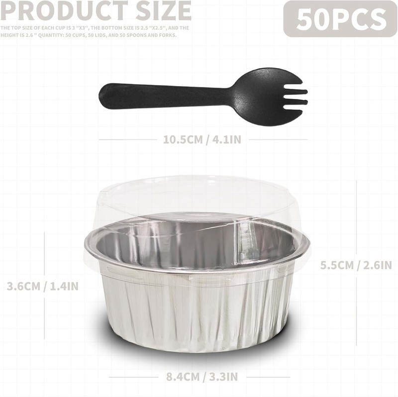 50 Pcs Mini Foil Cupcake 5oz with Lids Baking Cups gallery