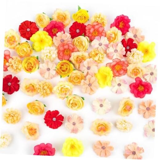 Fake Flower Heads Mini Silk Flowrs Bulk Small Flower 3D Loose Faux Orange gallery
