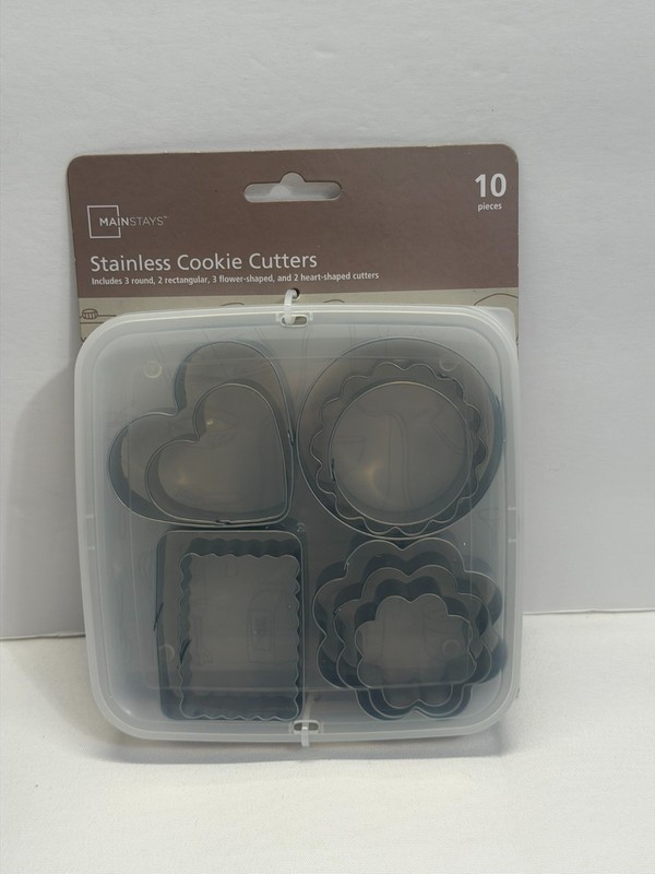 MAINSTAYS 10 Pieces Stainless Cookie Cutters With Case