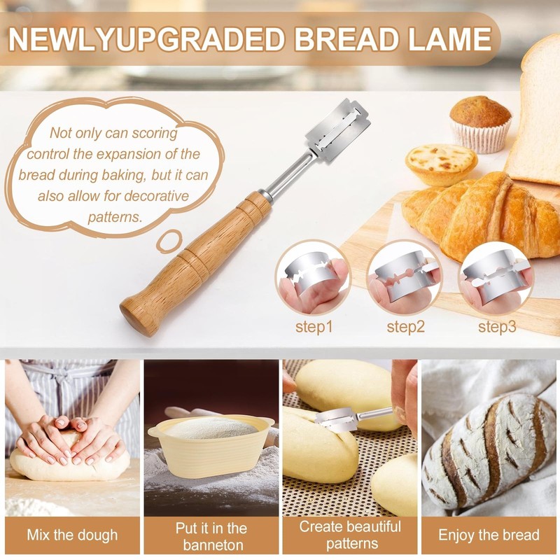 Banneton Proofing Basket Set of 3 - Dishwasher Safe Sourdough Kit, 10 inch Ro... gallery