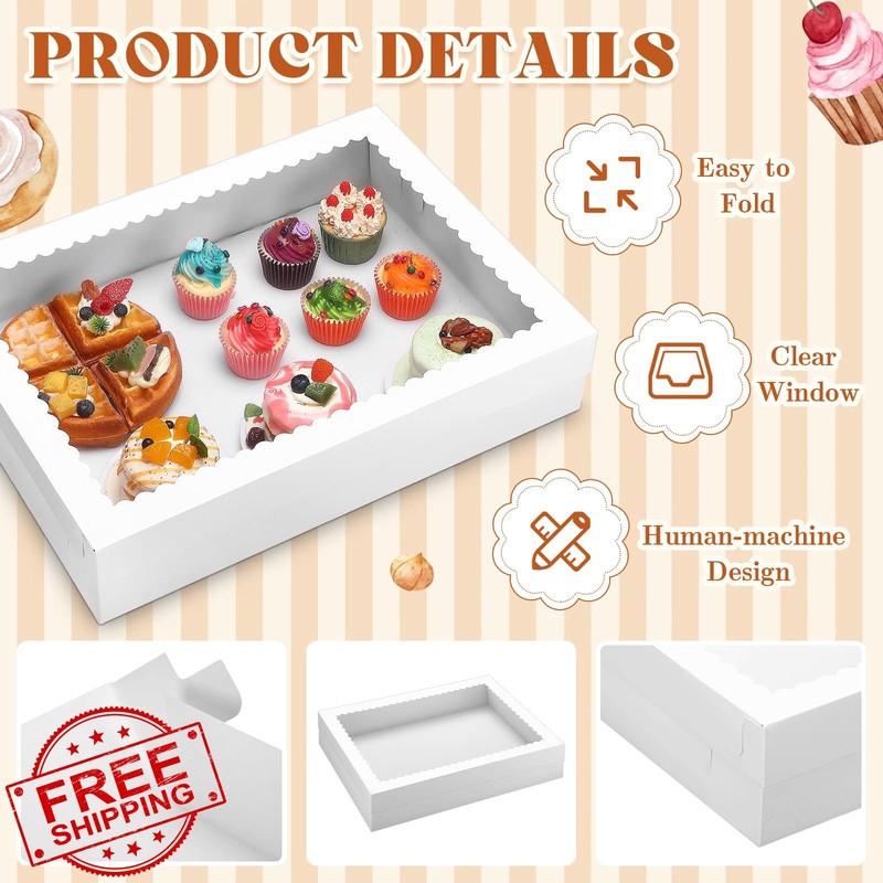 Chivertion 19x14x4" Cake Boxes White 20 Pcs gallery
