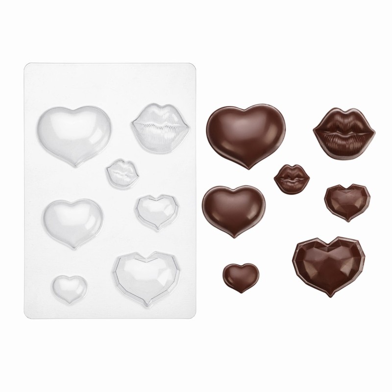 Mold for chocolate “Assorted mini hearts”. Small Hearts on the Cake.