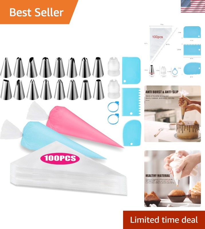 Versatile Pastry Piping Bags Set with 16 Stainless Steel Tips for Stunning Cakes